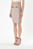 Beige Belted pencil skirt 80507