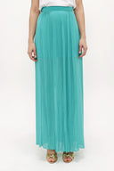 Water green Pleated chiffon skirt 80513