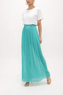 Water green Pleated chiffon skirt 80513