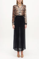 Black Pleated chiffon skirt 80513