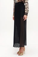 Black Pleated chiffon skirt 80513