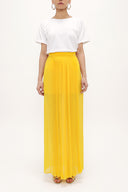 Yellow Pleated chiffon skirt 80513