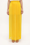 Yellow Pleated chiffon skirt 80513