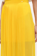 Yellow Pleated chiffon skirt 80513