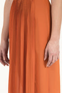 Orange Pleated chiffon skirt 80513