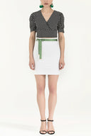 White Slim fit cotton skirt 80518