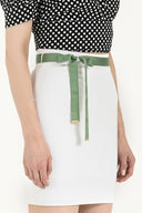 White Slim fit cotton skirt 80518