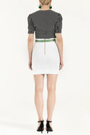 White Slim fit cotton skirt 80518