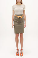 Khaki High waist  Slim-fit  skirt  80519