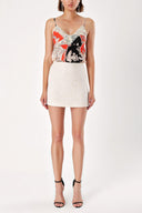 Ecru LINEN MINI SKIRT 80523