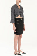 Black Zipped  Slim fit  skirt  80528