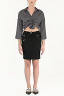Black Zipped  Slim fit  skirt  80528