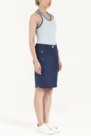 Navy Blue Zipped  Slim fit  skirt  80528