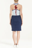 Navy Blue Zipped  Slim fit  skirt  80528