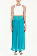 Turquoise Pleated chiffon skirt 80534