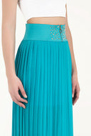 Turquoise Pleated chiffon skirt 80534