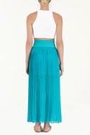 Turquoise Pleated chiffon skirt 80534
