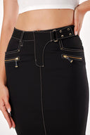 Black Pencil skirt with zipper detail 80542