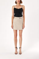 Beige chain-detailed mini skirt 80550