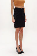 Black Silk fabric mix  Slim fit  skirt  80552