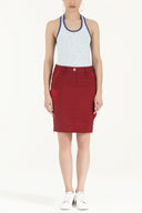 Burgundy Silk fabric mix  Slim fit  skirt  80552