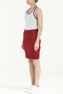 Burgundy Silk fabric mix  Slim fit  skirt  80552