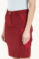 Burgundy Silk fabric mix  Slim fit  skirt  80552