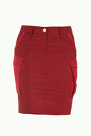 Burgundy Silk fabric mix  Slim fit  skirt  80552
