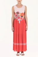 Red Pleated chiffon skirt 80576