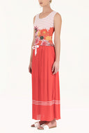 Red Pleated chiffon skirt 80576