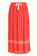 Red Pleated chiffon skirt 80576