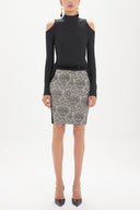 Black Jacquard Slim fit skirt 80585