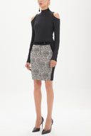 Black Jacquard Slim fit skirt 80585