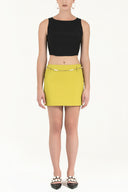 Green Belted  mini skirt  80590