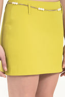 Green Belted  mini skirt  80590