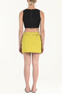 Green Belted  mini skirt  80590