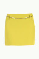 Green Belted  mini skirt  80590