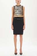 Black Leather  belted  Slim-fit  skirt  80612