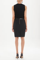 Black Leather  belted  Slim-fit  skirt  80612