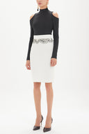 Ecru Lace  Slim fit  skirt  80613