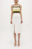 Ecru High waist deep slit skirt  80619