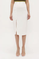 Ecru High waist deep slit skirt  80619