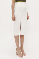 Ecru High waist deep slit skirt  80619