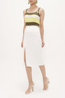 Ecru High waist deep slit skirt  80619