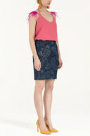 Navy Blue Gem  denim skirt  80638