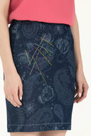 Navy Blue Gem  denim skirt  80638