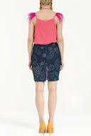 Navy Blue Gem  denim skirt  80638