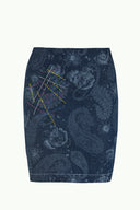 Navy Blue Gem  denim skirt  80638