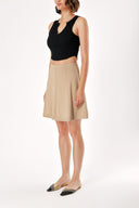 Beige Crystal stone detailed walloon skirt 80647