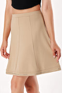 Beige Crystal stone detailed walloon skirt 80647